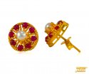 22 Kt Ruby and Pearl Earrings - Click here to buy online - 590 only..