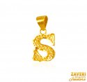 22Kt Gold Initial Pendant (S) - Click here to buy online - 238 only..