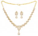 18K Yellow Gold Diamond Necklace Set - Click here to buy online - 22,640 only..