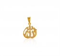 22 kt Gold Allah Pendant with CZ - Click here to buy online - 297 only..