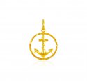 22 Karat Gold Anchor Pendant - Click here to buy online - 296 only..