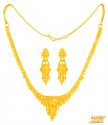 22 Kt Gold Necklace Earrings Set - Click here to buy online - 1,879 only..