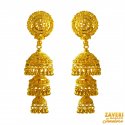 22K Gold Jhumki Earrings - Click here to buy online - 1,678 only..