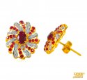 Ruby and CZ Earrings (22 Kt Gold) - Click here to buy online - 753 only..