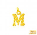 22Kt Gold Initial Pendant (M) - Click here to buy online - 348 only..