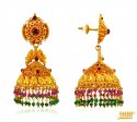 22 Kt Gold Temple Jhumki Earrings - Click here to buy online - 2,298 only..