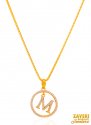 22K Gold Initial Pendant (Letter M) - Click here to buy online - 378 only..