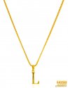 22K Gold Initial Pendant (Letter L) - Click here to buy online - 159 only..