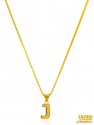 22K Gold Initial Pendant (Letter J) - Click here to buy online - 140 only..