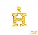 22Kt Gold Initial Pendant (H) - Click here to buy online - 258 only..