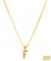 22K Gold Initial Pendant (Letter F) - Click here to buy online - 163 only..