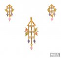 Gold pendant and earring set with color cz - Click here to buy online - 1,116 only..