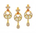 22K Gold CZ Pendant Set - Click here to buy online - 836 only..