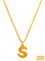22K Gold Initial Pendant (Letter S) - Click here to buy online - 151 only..