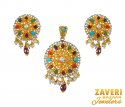 22K Multicolor Stone Pendant Set - Click here to buy online - 1,806 only..