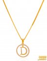 22K Gold Initial Pendant (Letter D) - Click here to buy online - 338 only..