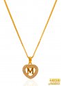 22K Gold Initial Pendant (Letter M) - Click here to buy online - 425 only..