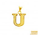 22Kt Gold Initial Pendant (U) - Click here to buy online - 258 only..