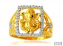 22k Ganesha Mens Stones Ring  - Click here to buy online - 723 only..