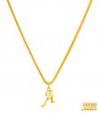 22K Gold Initial Pendant (Letter A) - Click here to buy online - 146 only..