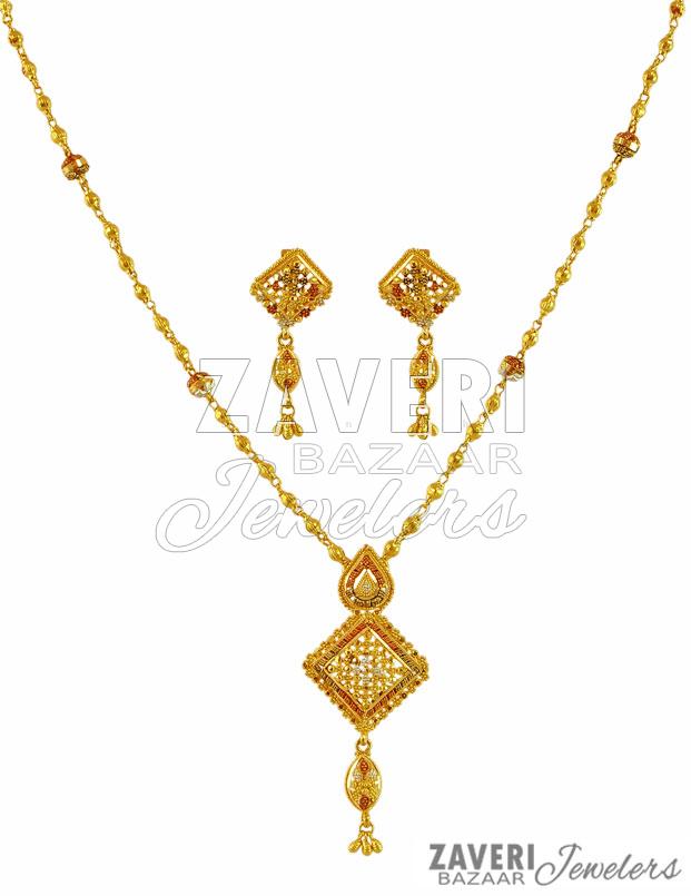 22k Fancy Light Weight Necklace Set