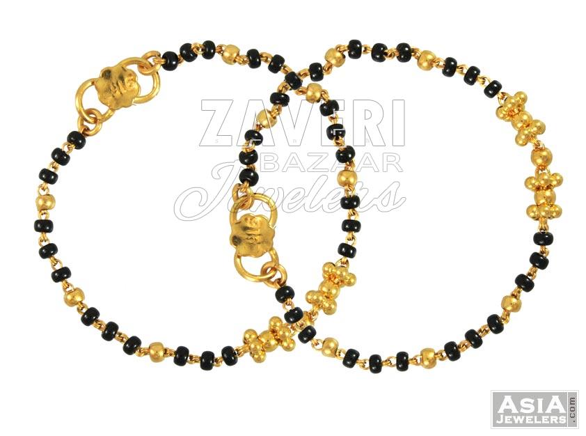 22k Black Beads Baby Bracelet