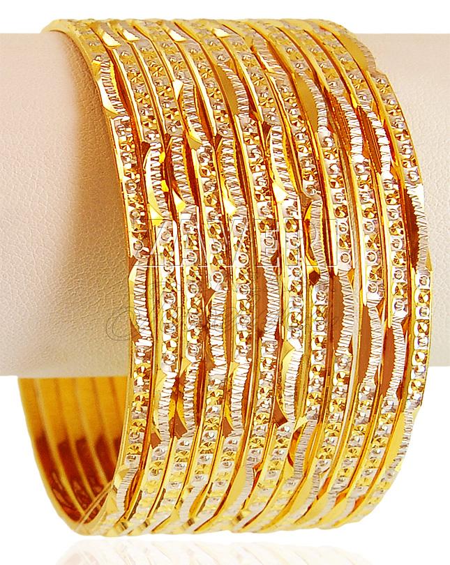 22K Gold Two Tone Bangles 8pcs