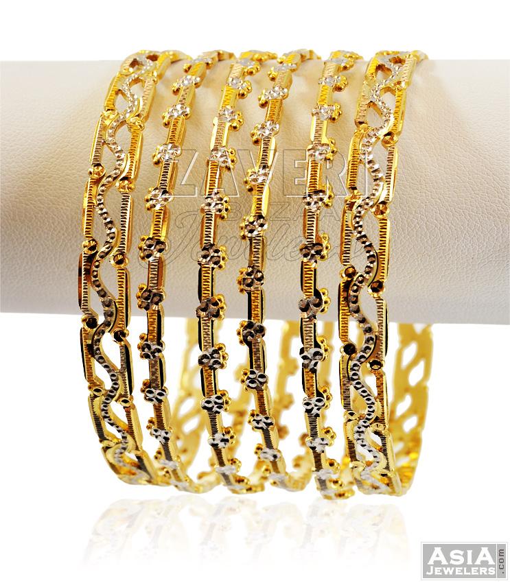 Two Tone Gold Bangles(6 PC)