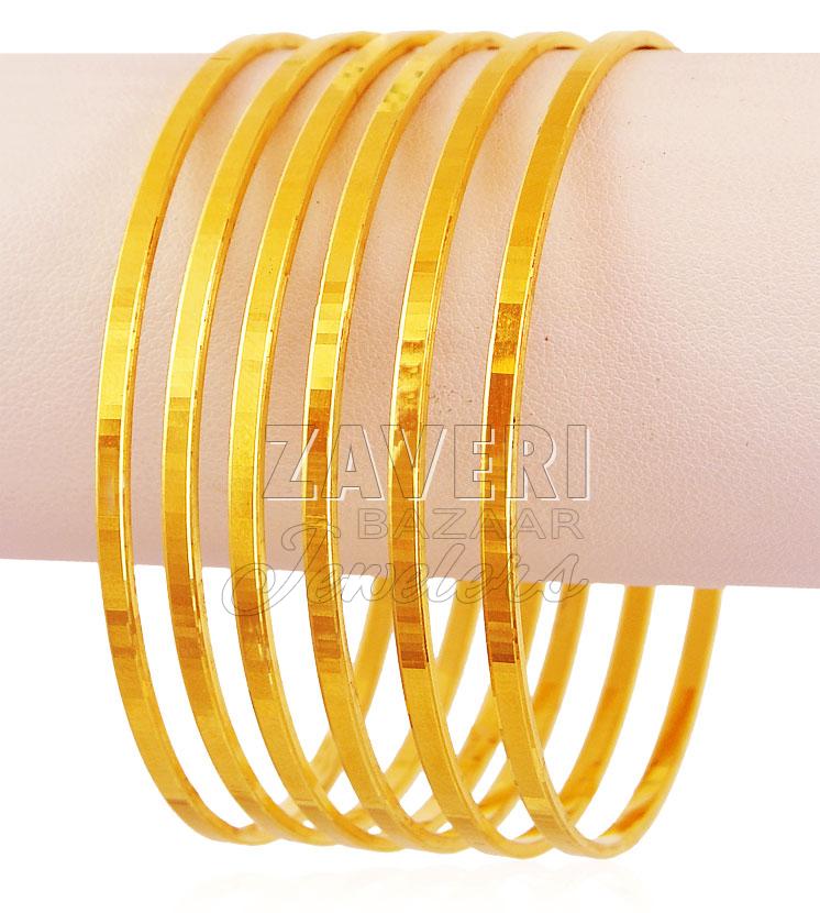 22K Gold Laser Bangles (6 PC)