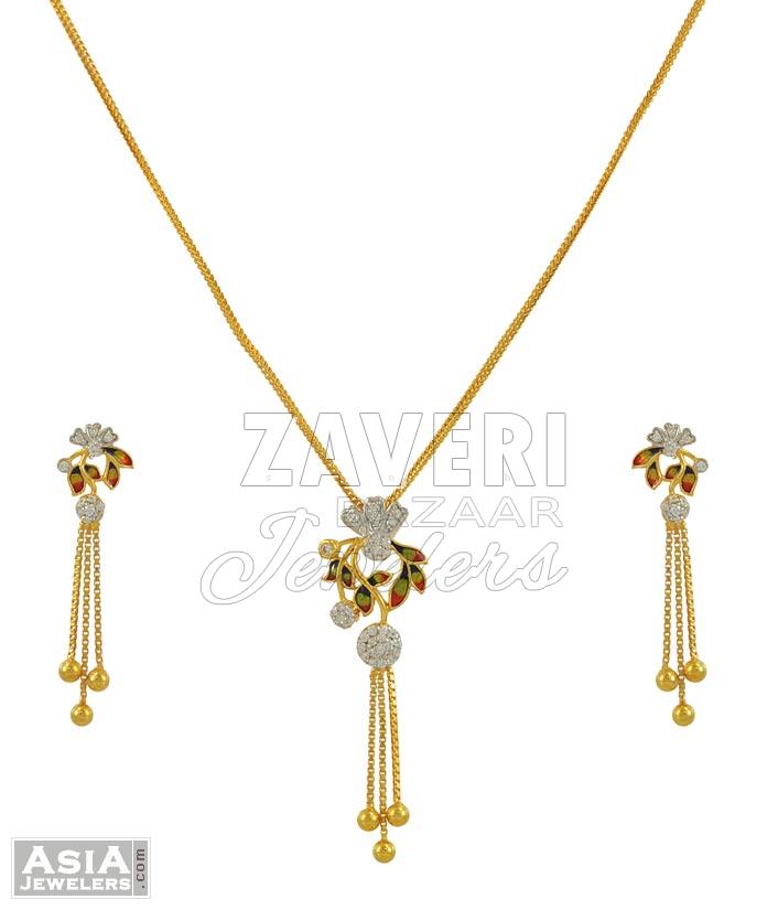 Signity Stone Necklace Set (22k)