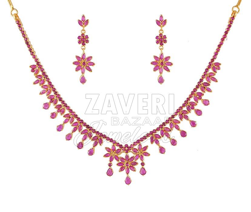 Ruby Necklace Set (22K Gold)