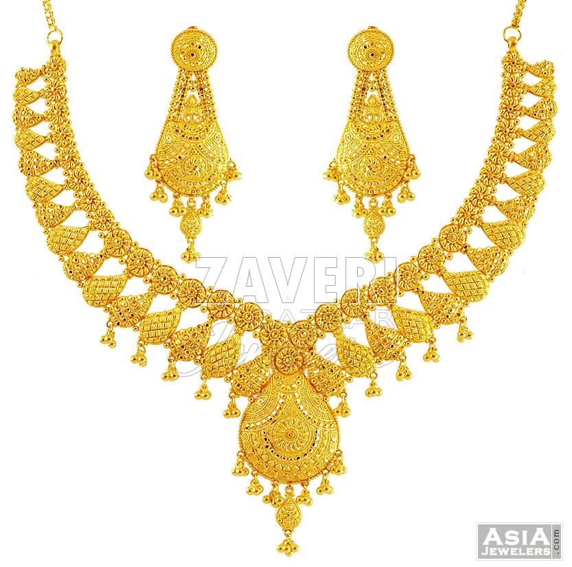 Unique Yellow Gold Necklace Set 22k