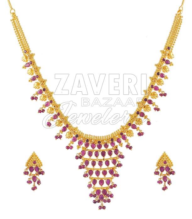 Gold Ruby Necklace Set 