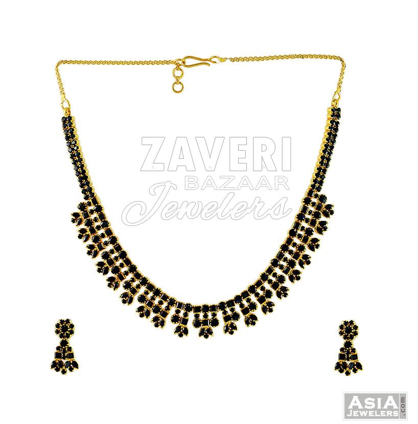 22K Gold Sapphire Necklace Set