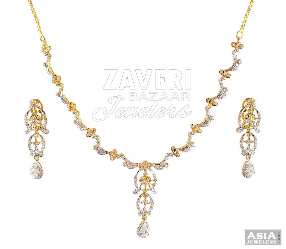 Cz Pakistani Necklace Set 22k