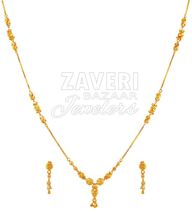 Gold Necklace And Earring Set