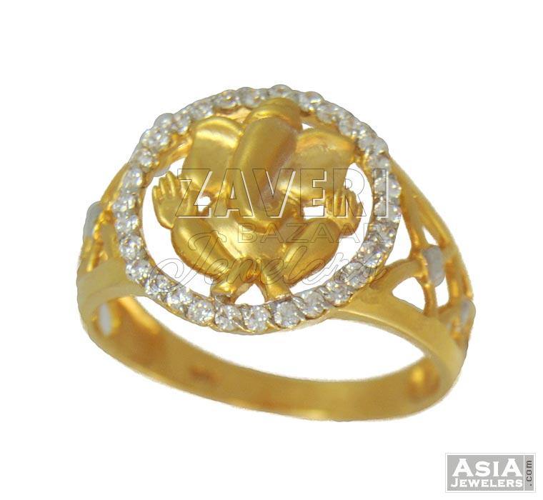 22k Ganesha 2Tone Mens Ring