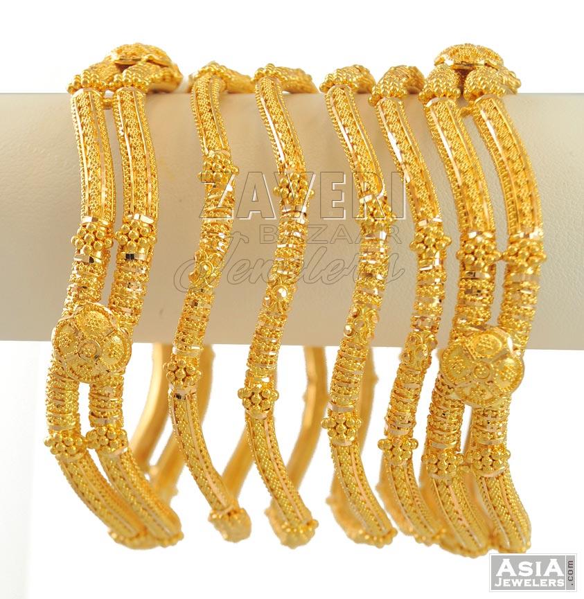 22K Gold Filigree Bangles Set