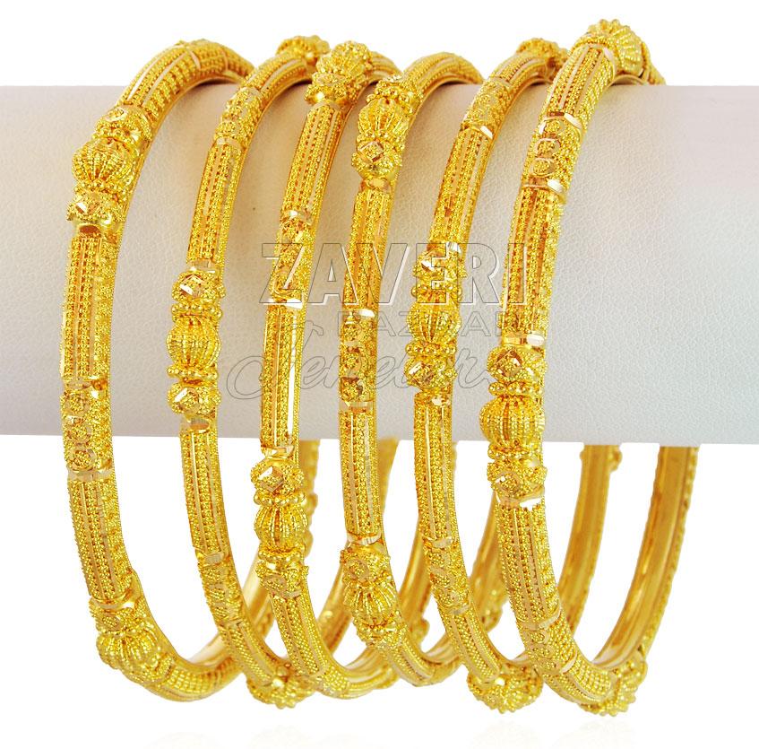 22K Gold Filigree Bangles Set   