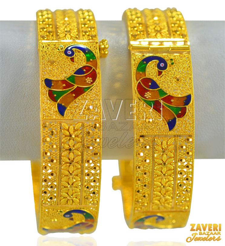 22KT Gold Peacock Kadas (2PC)