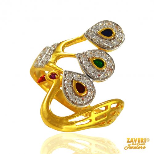 22 Karat Gold Fancy Peacock Ring 