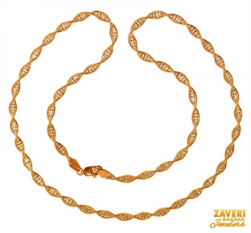 22Kt Gold Two Tone Ladies Chain 