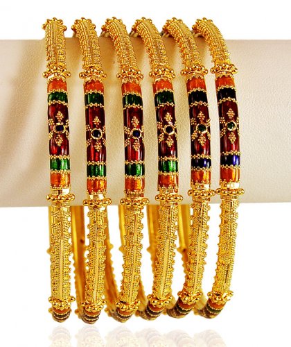 22Kt  Meenakari gold  Bangles Set  