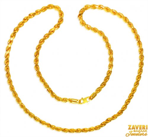 22 kt Gold Rope Chain (22 In) 