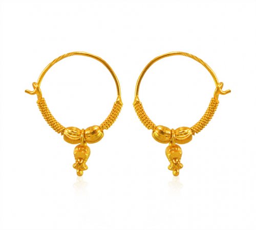 22 Karat Gold Hoop Earrings (KIDS) - AjEr64837 - 22 Karat gold hoop ...