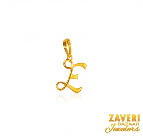 22k Gold Initial E  pendant  