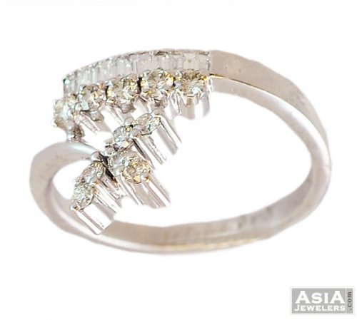 18K Floral White Gold Ring 