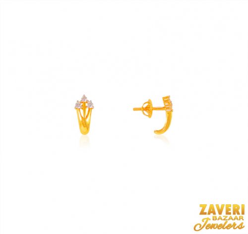 Beautiful 22K Gold CZ Earrings 