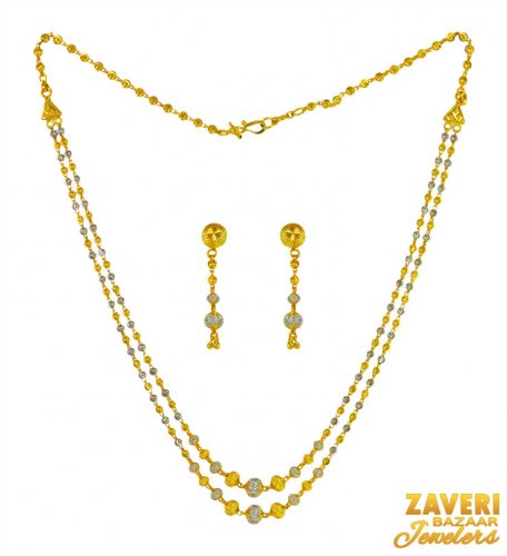 22k Gold Two Tone Necklace Set 
