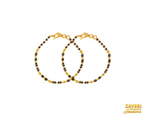 22Kt Gold Black Beads Maniya (2pc) 